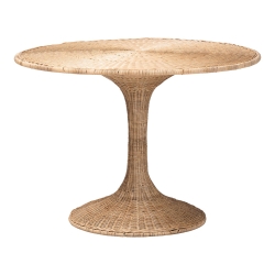 bali & pari Natala Rattan Dining Table - Handwoven Wicker Tulip Table, Pedestal Frame Centerpiece for Dining Room or Kitchen